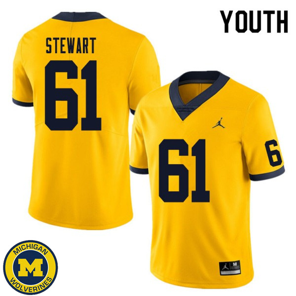 Youth Michigan Wolverines #61 Noah Stewart Yellow University Football Jersey